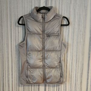 Fabletics Shiny Gray Puffer Vest